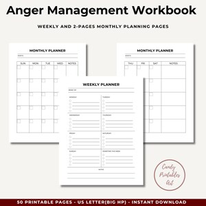 Monthly and weekly planners from anger worksheets for adults, printable journal for anger management