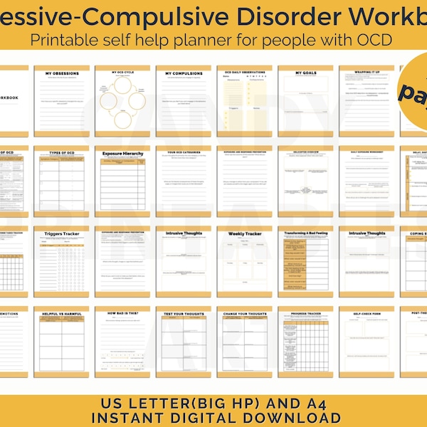 OCD Workbook OCD Therapy Planner Printable Obsessive Compulsive Disorder ocd Relief Gifts Self Help Journal Mental Health Worksheet CBT