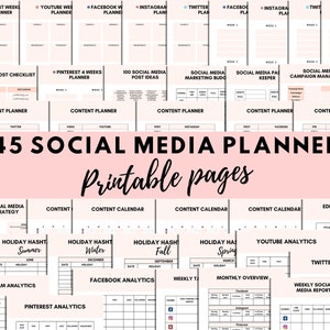 Social Media Tracker, Content Planner for Instagram, Twitter, Blog Post, Marketing Calendar