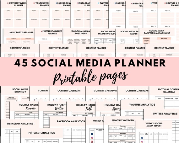 Social Media Tracker, Content Planner for Instagram, Twitter, Blog Post, Marketing  Calendar - Etsy