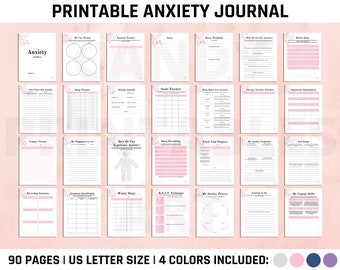 Therapy Journal, Anxiety Workbook, Mental Health Journal, Wellness Journal, Anxiety Diary, Self Care Planner