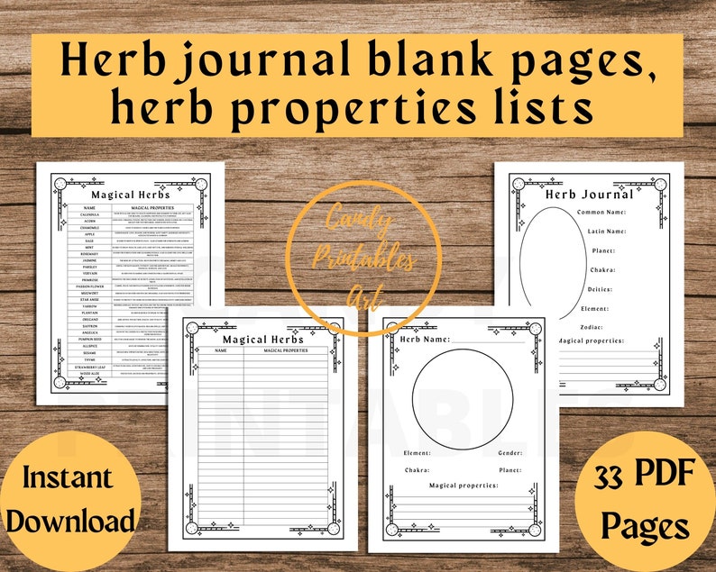 Blank Grimoire Pages Printable BOS Sheet Herbs and Crystals - Etsy