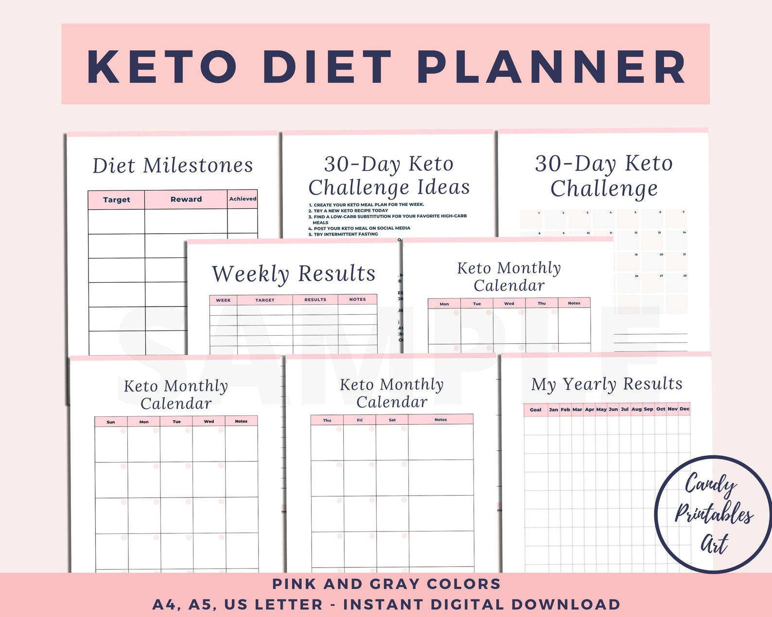Keto Planner, Low Carb Meal Plan, Keto Diet Guide Printable, Weight ...