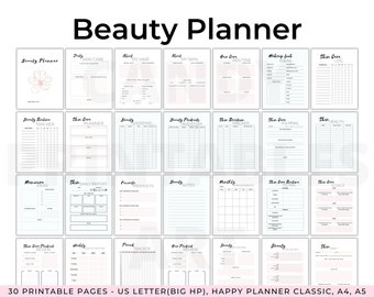 Printable Skincare Planner: Beauty Routine, Makeup Tracker (PDF)
