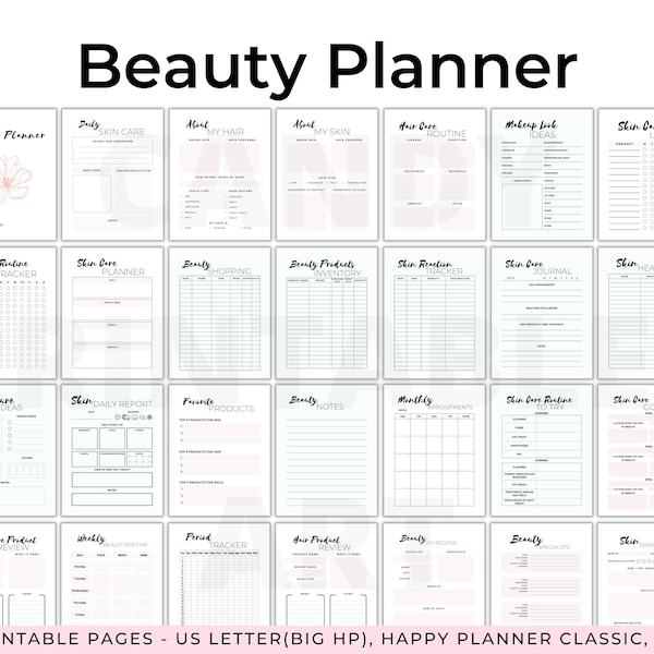 Skincare Planner Beauty Routine Planner Printable Skin Care Planner Glow Up Planner Beauty Journal Makeup Tracker Skincare Journal