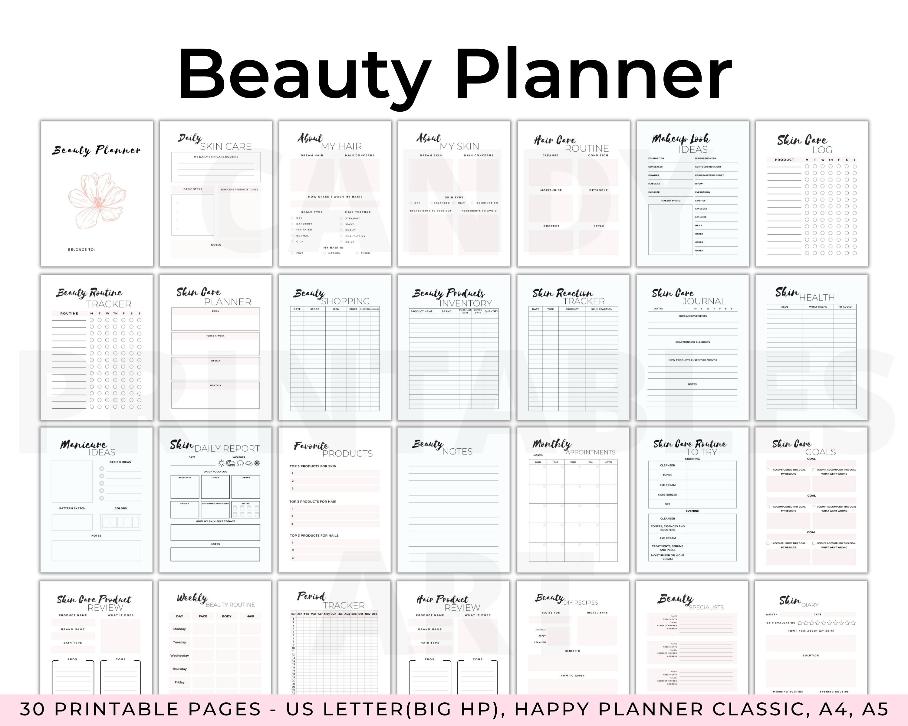 Skincare Planner Beauty Routine Planner Printable Skin Care Etsy