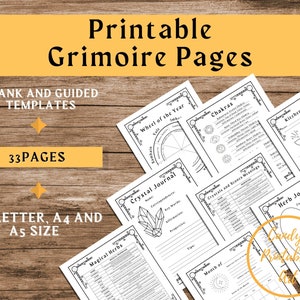 Pagine vuote del Grimorio stampabili, foglio BOS, kit di fogli di lavoro su erbe e cristalli