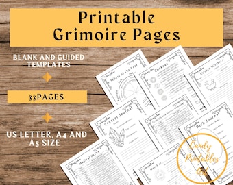 Blank Grimoire Pages Printable, BOS sheet, Herbs and Crystals Worksheets Kit