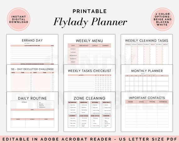 Flylady Printable Flylady Planner Editable Flylady Control - Etsy