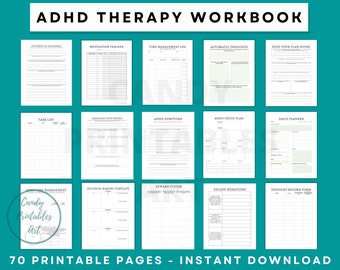 ADHD Workbook, Executive Function Planner, Adult ADHD Therapy Coping Skills, ADHD Worksheets