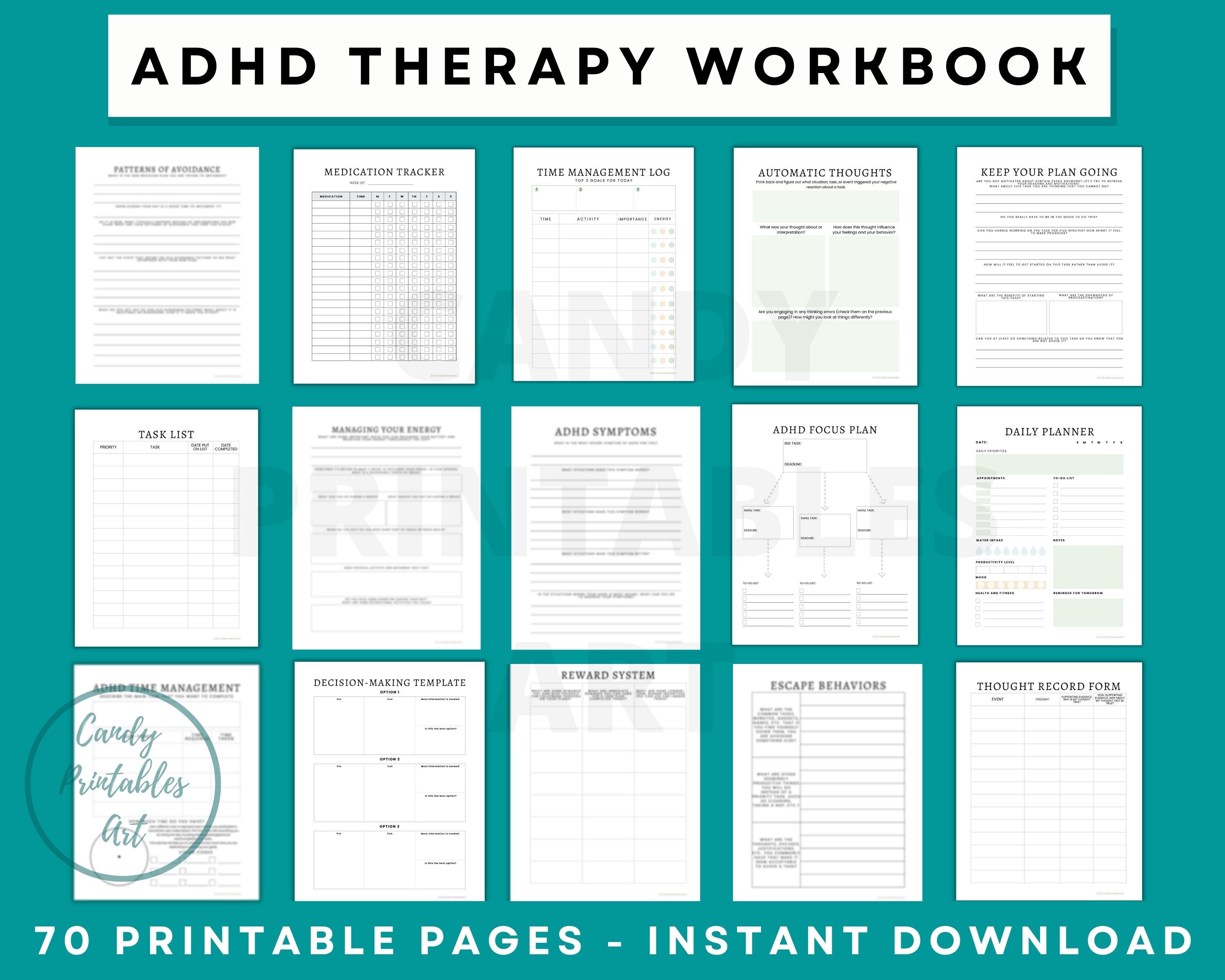 ADHD Workbook Executive Function Planner Adult ADHD Therapy Coping Skills ADHD  Worksheets - Etsy
