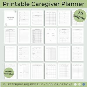 Caregiver Checklist, Printable For Seniors, Elderly Care Daily Log for Cancer Caregiver, Dementia or Nurse, Planner Template