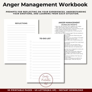 Reflection prompts and journaling page from Anger Management Workbook