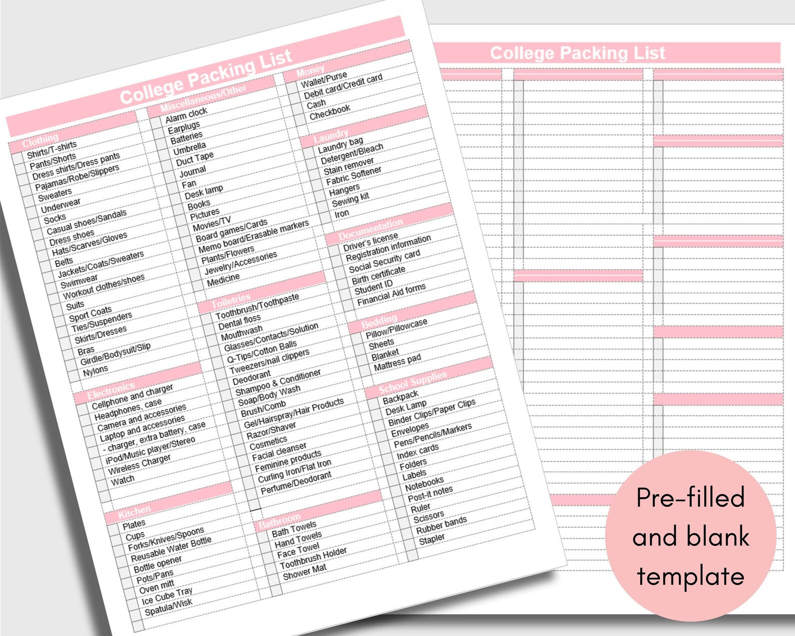 printable college packing list for girls dorm packing list