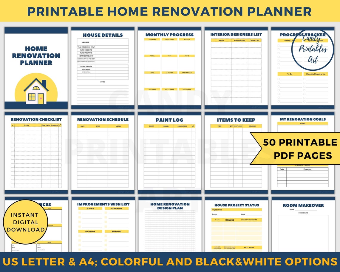 Home Renovation Planner, House Remodel Checklist, Renovation Binder ...