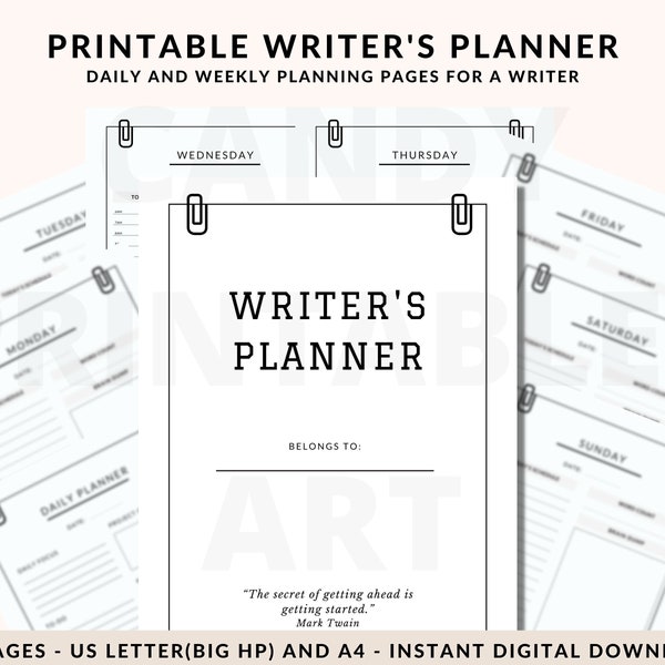 Novel Planner, Author Planner for Writers, NaNoWriMo Worksheet, Book Writing Journal