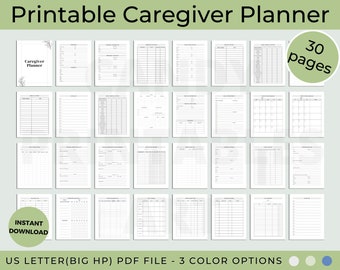 Caregiver Checklist, Printable For Seniors, Elderly Care Daily Log for Cancer Caregiver, Dementia or Nurse, Planner Template