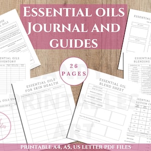 Etherische olieplanner, notitieboekje voor aromatherapierecepten, afdrukbare dagboekpagina's