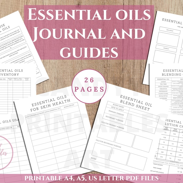 Essential Oil Planner, Aromatherapy Recipe Notebook, Printable Journal Pages