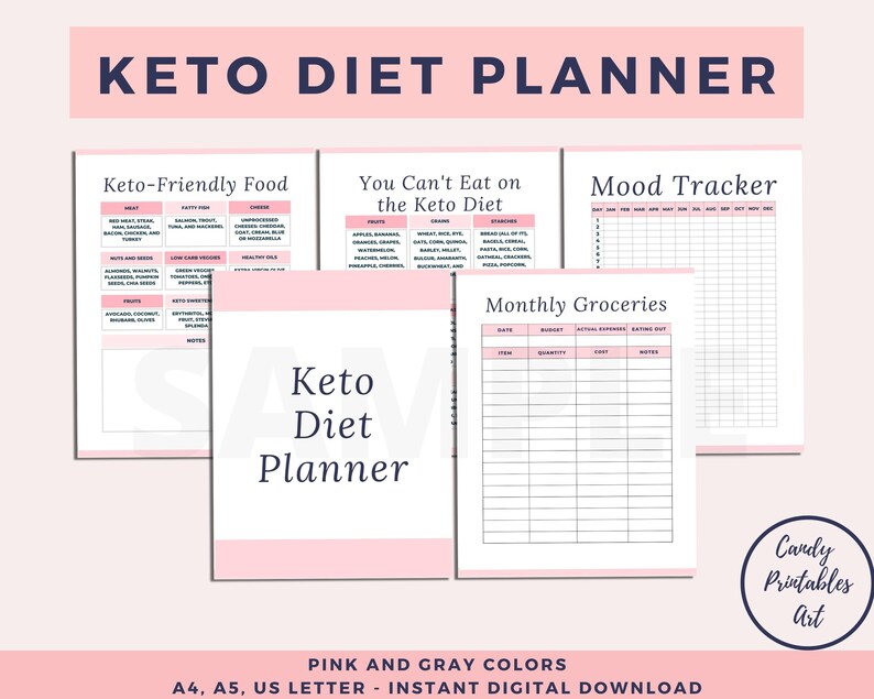 Keto Planner Low Carb Meal Plan Keto Diet Guide Printable - Etsy
