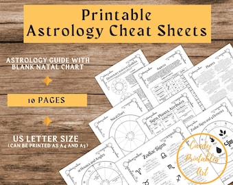 Hojas de trucos de astrología, guía imprimible del zodíaco, libro de trabajo en formato PDF