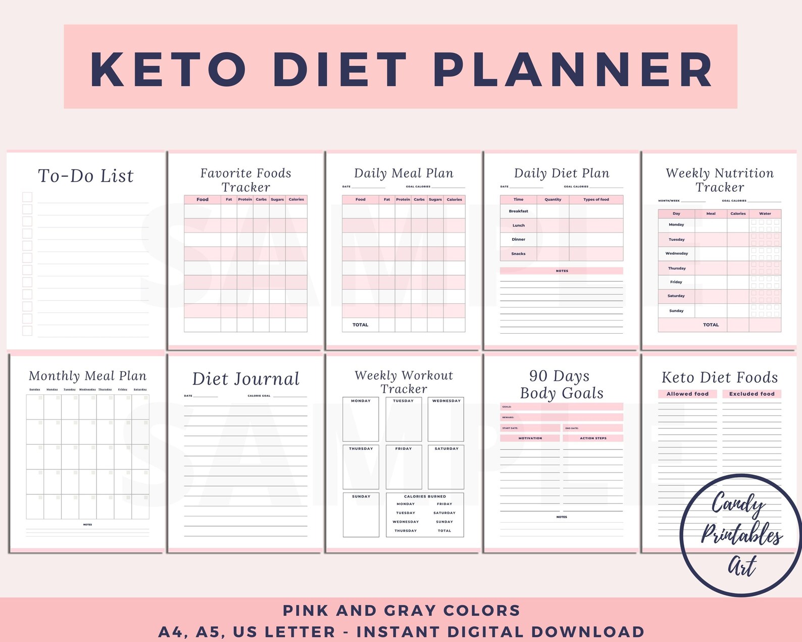 Keto Planner, Low Carb Meal Plan, Keto Diet Guide Printable, Weight ...