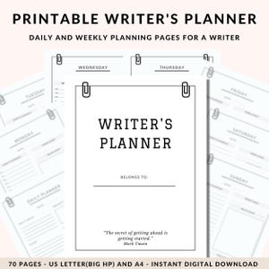 Novel Planner, Author Planner for Writers, NaNoWriMo Worksheet, Book Writing Journal