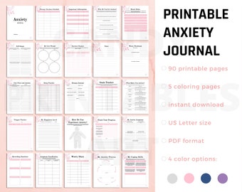 Anxiety Journal For Mental Health Self Care Journal Planner Anxiety Relief DBT Positivity Mindfulness Journal Anti Anxiety Therapy Emotions