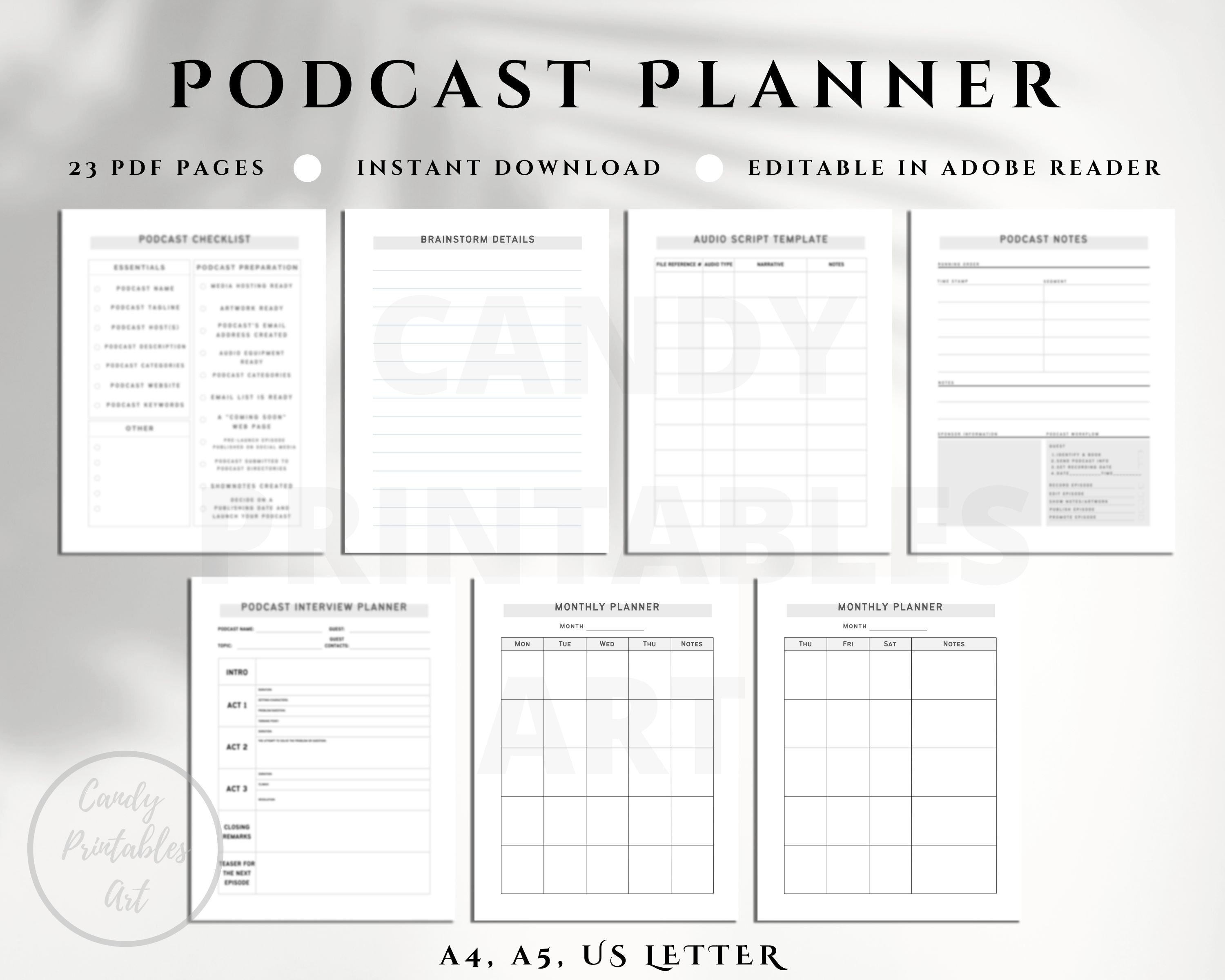 podcast-planner-template-editable-podcast-worksheet-podcast-etsy