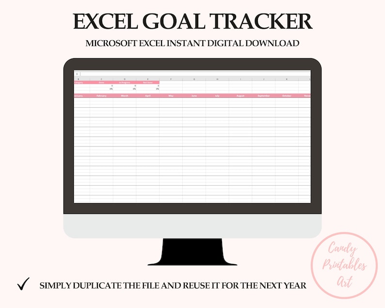 Goal Tracker Excel Goals Setting Planner Template Monthly Etsy