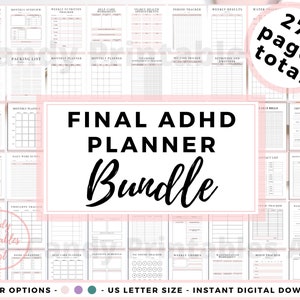 ADHD Planner Printable, Adult ADHD Planner, Pink Ultimate ADHD Planner Bundle, by CandyPrintablesArt