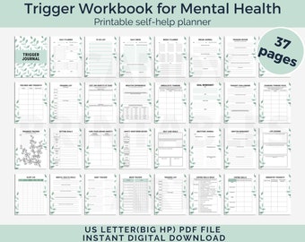 Trigger Processing Journal Trigger Tracker Thought CBT Planner Trauma Therapy Journal Worksheet Mental Health Emotions Journal Self Help