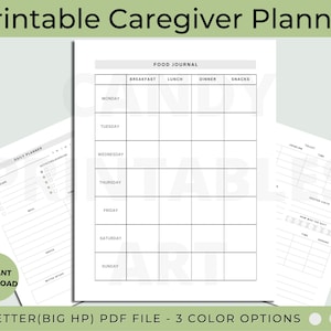 Holistic Caregiver Planner, Empowering Caregiver Planner, Digital Caregiver Planner, Printable Caregiver Planner, Food Journal, Meals Planner for Caregiver