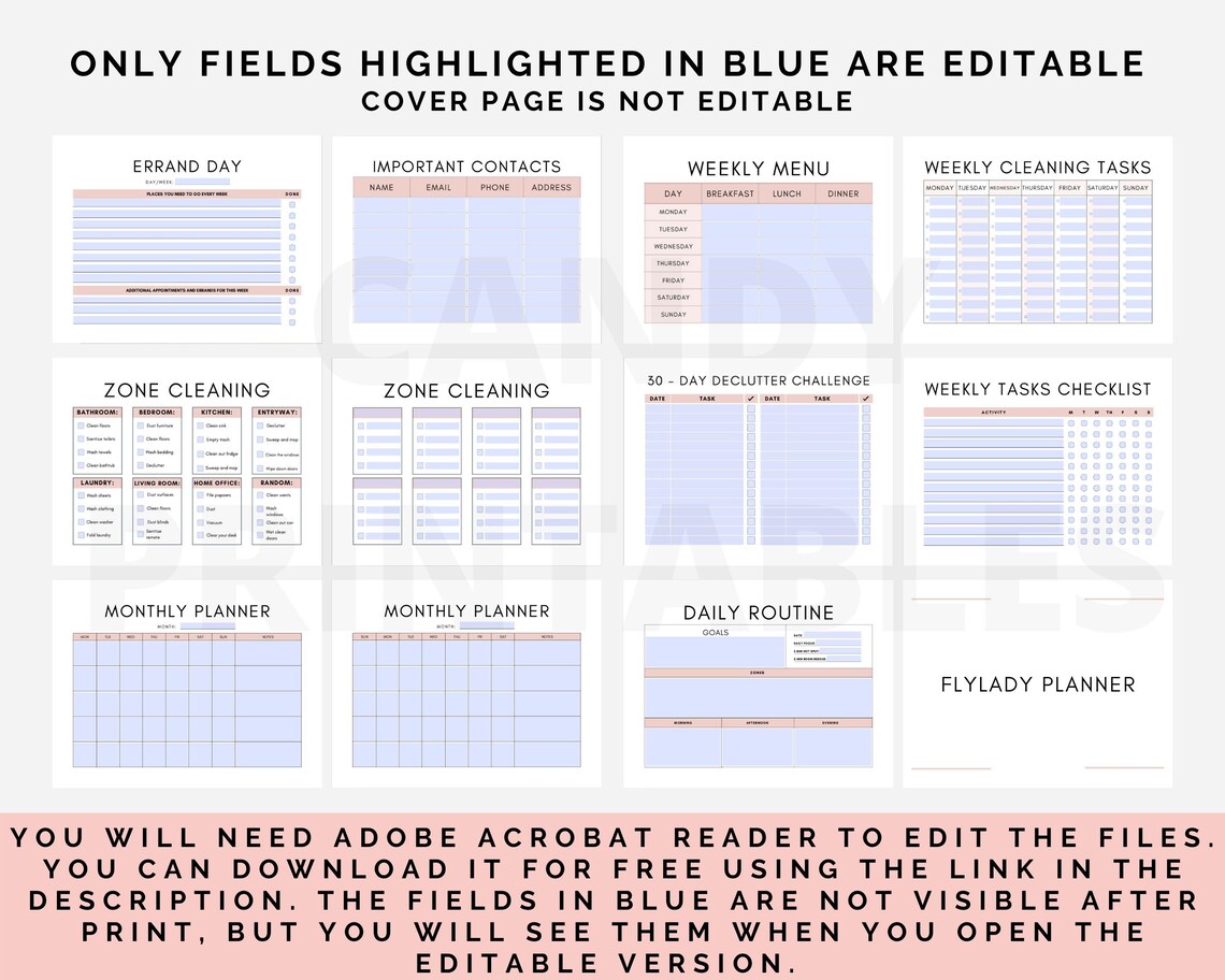 Flylady Printable Flylady Planner Editable Flylady Control - Etsy