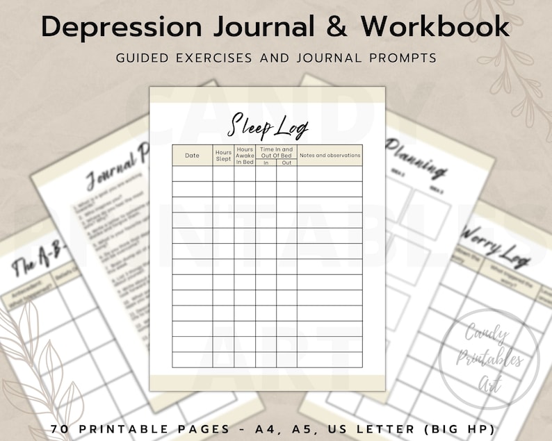 Depression Therapy Journal for Mental Health With Mood Tracker - Etsy