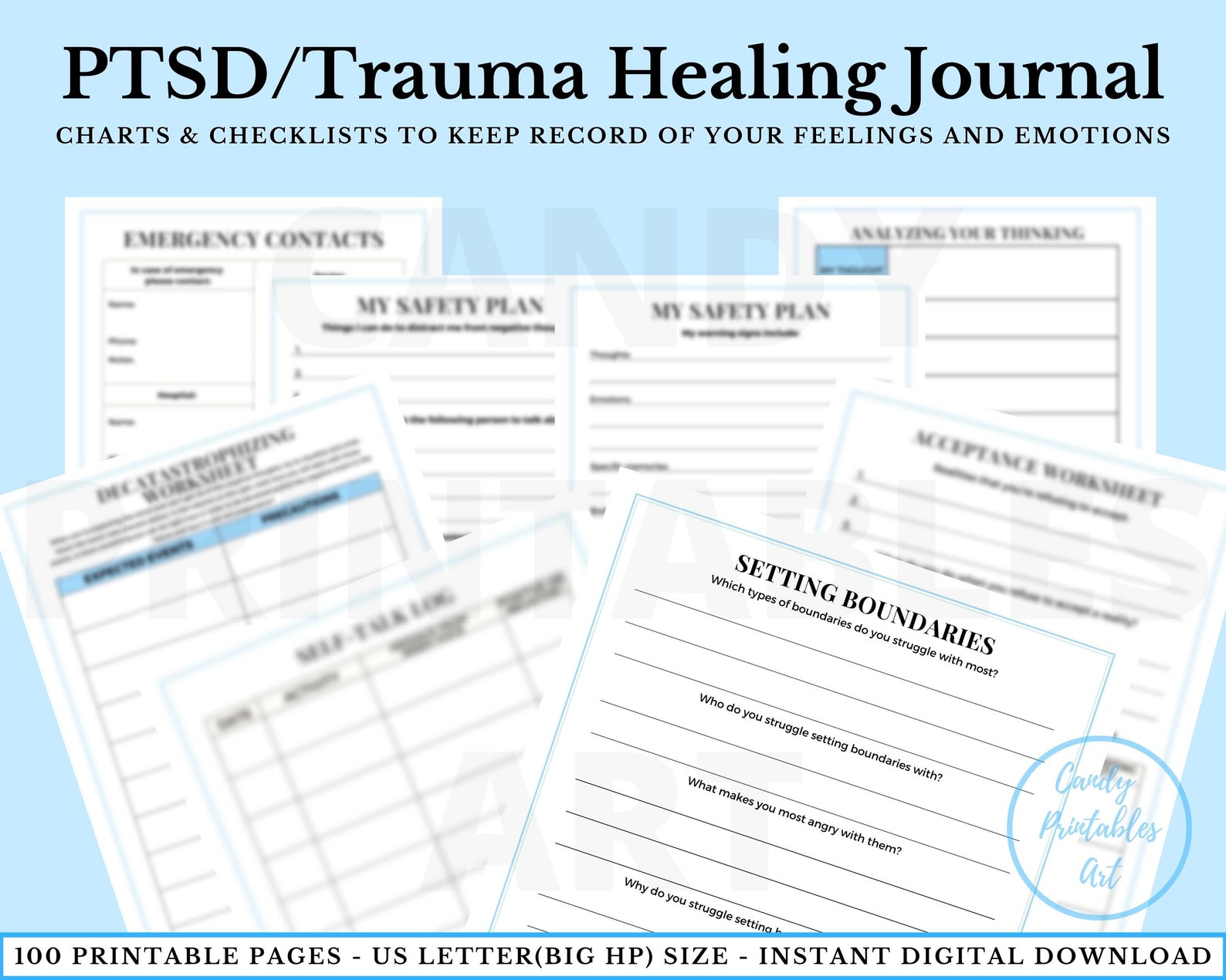 PTSD Worksheets Trauma Processing Journal Prompts Ptsd Planner Dbt CBT