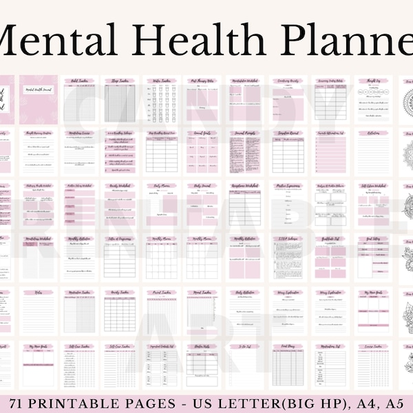Mental Health Planner, DBT Journal Printable, Mood Tracker Workbook