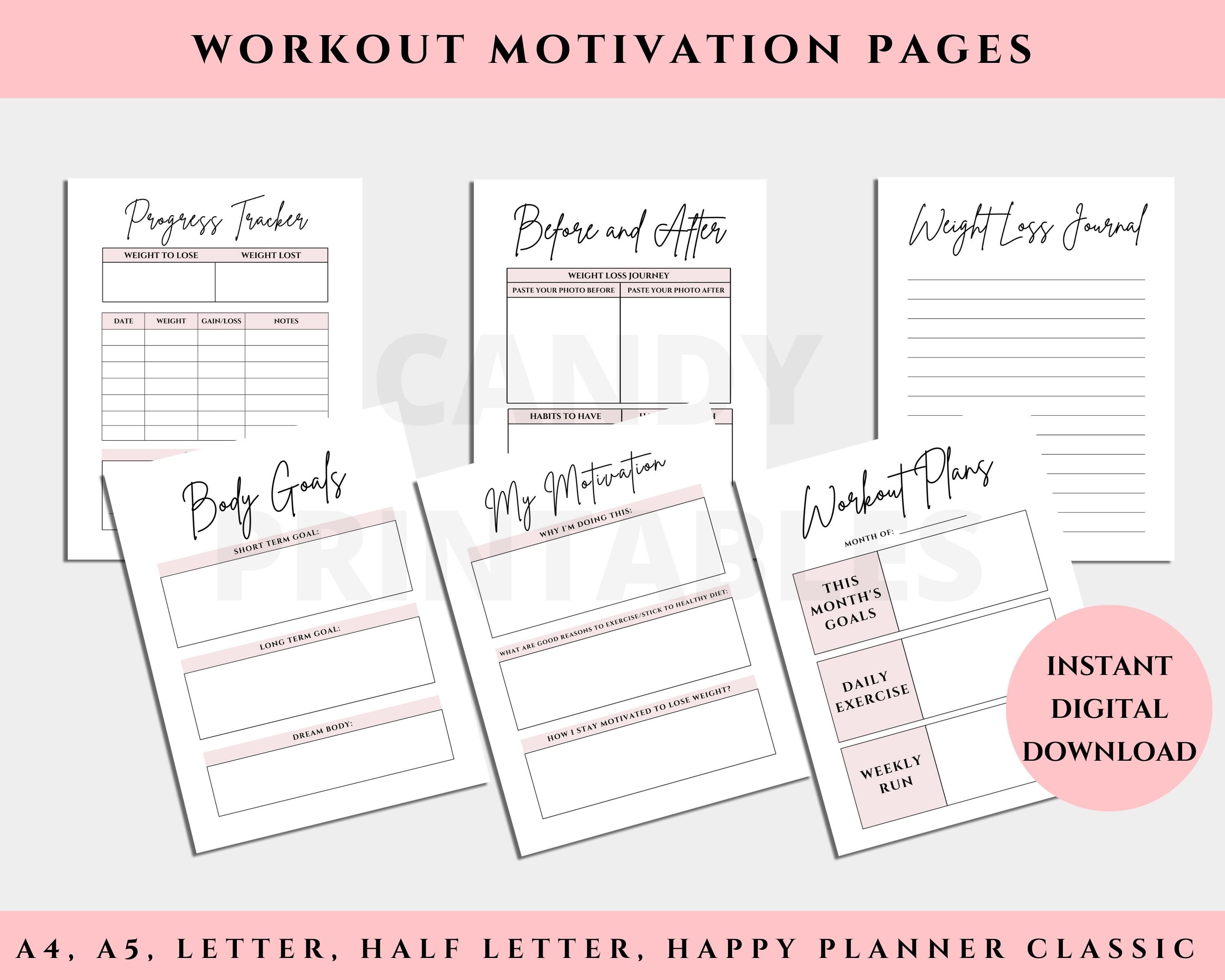 Fitness Journal Printable Fitness Planner Inserts Weight Loss Etsy