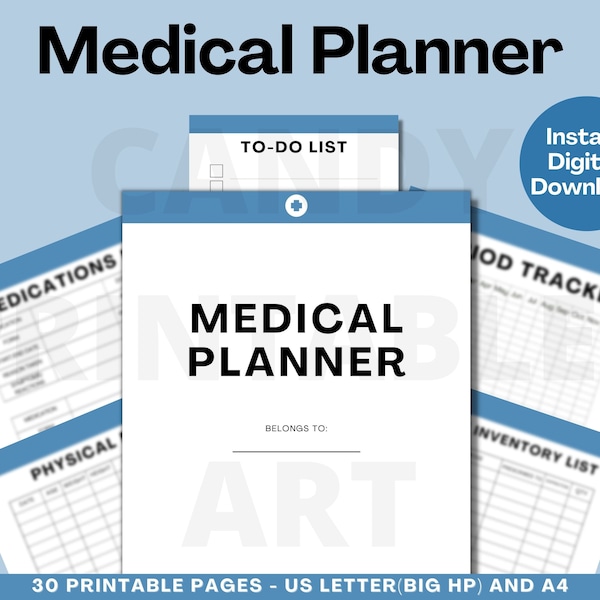 Planificateur médical et classeur d'information, modèle de dossiers de santé familiaux imprimables