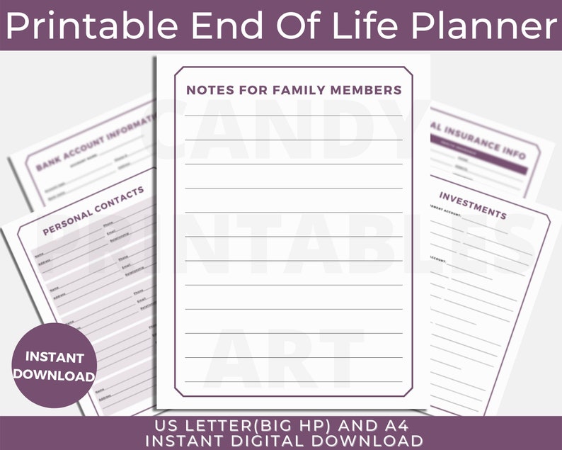End of Life Planner, Emergency Binder, When I Die Printable, What If ...