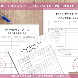 Essential Oil Planner, Aromatherapy Recipe Notebook, Printable Journal ...