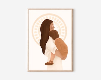 Mother and Child Art Print | Minimalist Motherhood Gift