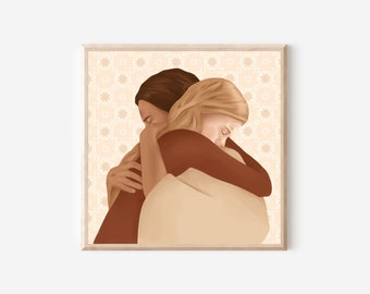 Christ's Embrace Art Print | Jesus Hugging Girl Poster