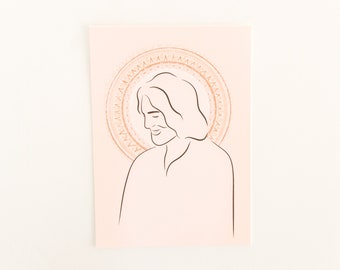 Minimalist Jesus Line Art Print | Christian Home Decor