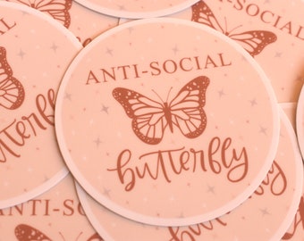 Anti-Social Butterfly Vinyl Sticker | Introvert Gift