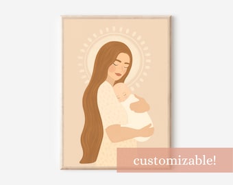Mother & Child Art Print | Mother's Day Gift, Nursery Decor