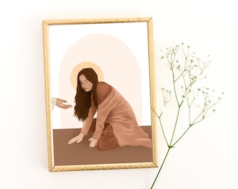 Redemption Art Print | Jesus and Girl | Christian Home Decor