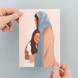 Christ Hugging Girl Art Print | Savior and Friend Artwork