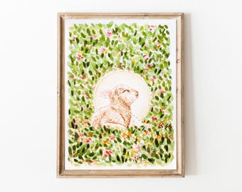 Easter Art | Easter Watercolor | Easter Art Print | Lamb Art | Nursery Art Print | Lamb Nursery Decor | Lamb Watercolor | Easter Gift
