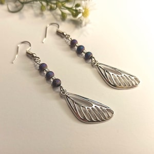 Butterfly fairy wing sparkle bead earrings